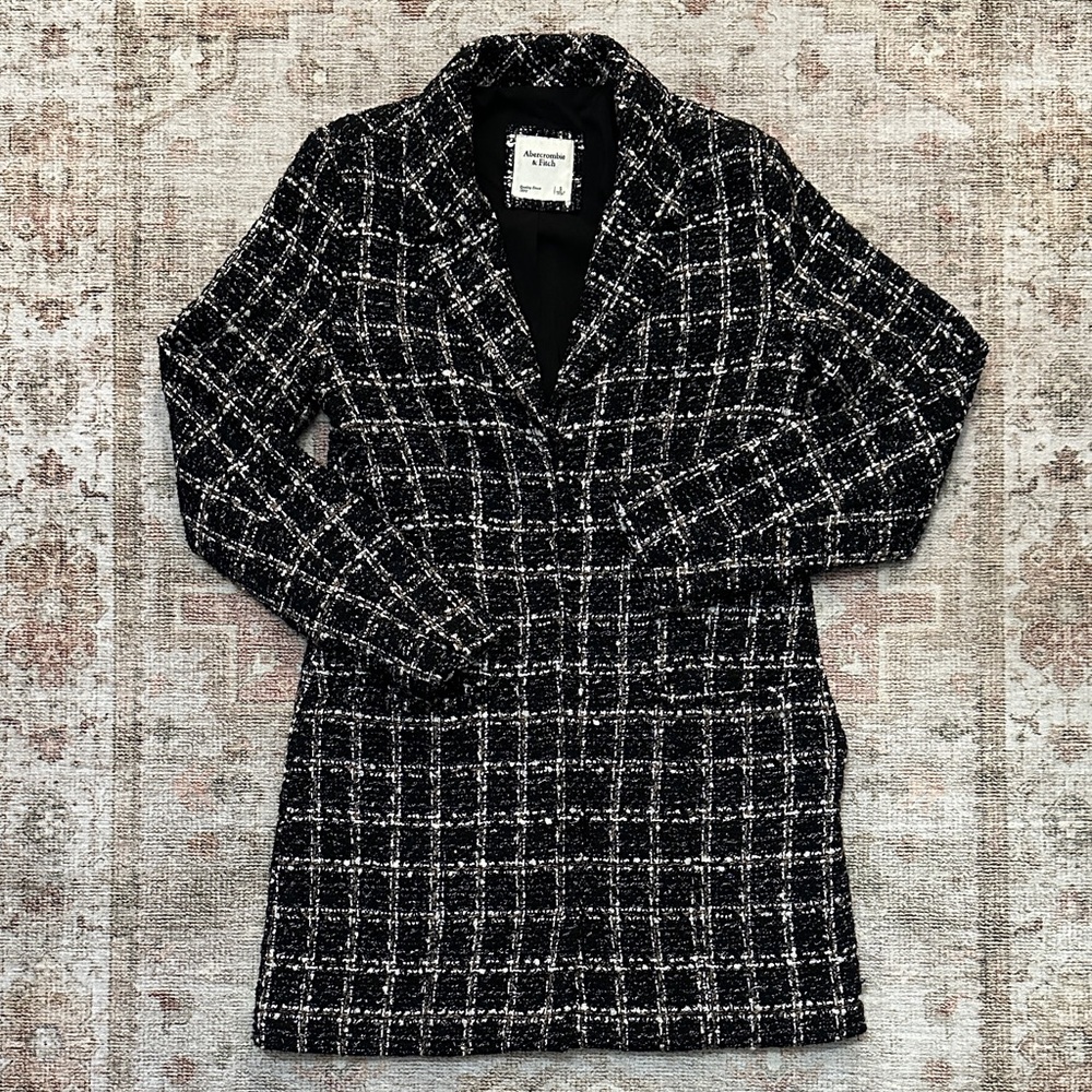Abercrombie & Fitch Black & Cream Tweed Dress With Collar